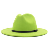 Fedora Hat Black Leather Belt Ladies Hat Decoration Felt Hats For Women Wool Blend Simple British Style Men's Panama Hat Mart Lion Fruit green One Size 
