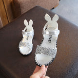 Children Sandals For Toddlers Girl Big Girls Kids Beach Shoes Cute Sweet Princess Rhinestone With Rabbit Ear Soft Mart Lion Silver 21 
