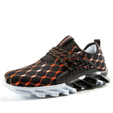 Leather Men's Sneakers Lightweight Black Shoes Breathable Walking Tennis White Mart Lion Black Orange 39 