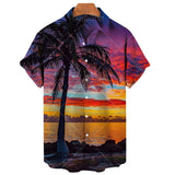 Men's Coconut Tree 3D Printing Shirts Casual Hawaiian Loose Shirts Short Sleeve Shirts Summer Beach Loose Tops Mart Lion ZM-1617 L 
