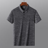 Korean Style Summer Short Sleeve Thin Polo Shirt Men's Solid Color Breathable Tops Wear Men's Tops  Clothing Mart Lion Gray M 