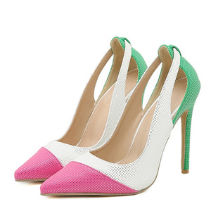 Liyke Spring Summer Women Pumps Pointed Toe High Heels Slingback Sandals Ladies Party Prom Shoes Stiletto Mixed Color Mart Lion   