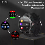 T20 Smart Watch TWS Earbuds 2 In 1 HIFI Stereo Wireless Headset Music Play Combo Bluetooth Phone Call Men's Sports Smartwatch Mart Lion   