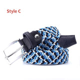 Stretch Canvas Leather Belts for Men's Female Casual Knitted Woven Military Tactical Strap Elastic Belt for Pants Jeans Mart Lion Style C 100cm 