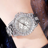 Casual Ladies Quartz Watch Rhinestone Women Rose Gold Wristwatch Feminino Reloj Mujer Mart Lion SilverWhite  