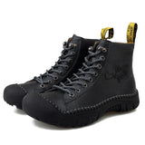 Outdoor Walking Boots High-top Mountain Hiking Men's Shoes Big Bag Head Outdoor Martin Boots Two Layers of Cowhide Mart Lion   