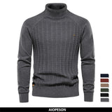 Solid Color Knitted Turtleneck Men's Sweater Cotton Warm Pullover Winter Casual - MartLion