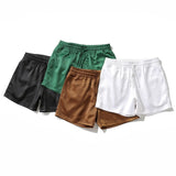 Men's Casual Sleep Bottom Shorts White Silky Pajamas Shorts Drawstring Pocket Satin Homewear Lounge Beach Boxershorts Mart Lion   