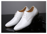 Men's Patent Leather Shoes White Wedding Shoes Black Leather Soft Dress Shoes Mart Lion   