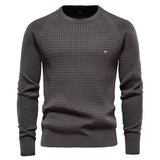 100% Cotton Men's Sweaters Soild Color O-neck Mesh Pullovers Winter Autumn Basic Sweaters Mart Lion darkgrey EUR S 60-70kg 