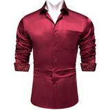 Sage Green Paisley Stretch Satin Tuxedo Shirt Contrasting Colors Long Sleeve Shirts Men's Designer Clothing Mart Lion CY-2213 M 