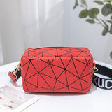 Women Bags Rhombus Ribbon Camera Small Square Bag Casual Mobile Phone Bag Small Mart Lion Red  