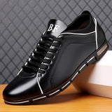 Autumn Men's Sneakers Shoes Winter Casual Solid Leather Shoe Sport Flat Round Toe Light Breathable Mart Lion Black 47 