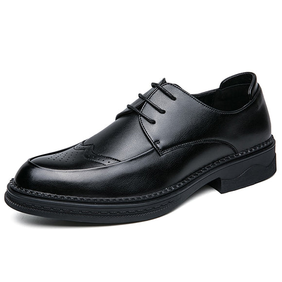 Britsh Brogue Men's Dress Shoes Formal Oxfords Microfiber Leather Mart Lion Black 37 