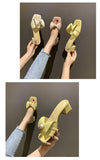  Women Sands Summer Korean Style Bowknot Slip-on Chunky Heel Simple Temperament Mid Heel Comfort Shoes Mart Lion - Mart Lion