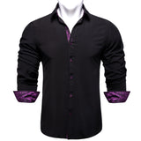Autumn Men's Shirt Long Sleeve Cotton Paisley Button-down Collar Casual Black Shirt Mart Lion CY-2219 S 