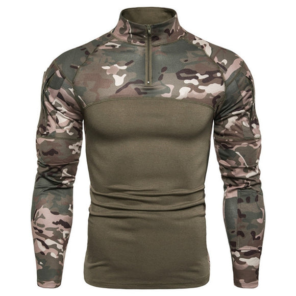 Men's Tactical Camouflage Athletic T-shirts Long Sleeve Men Tactical Military Clothing Combat Shirt Assault Army Costume Mart Lion Military green S 