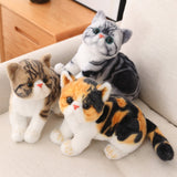  4 Colors 31cm INS Like Real Prone Cat Plush Doll Stuffed Pure Colors Grey White Yellow Kitten Toy Pets Animal Kids Gift Mart Lion - Mart Lion