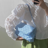Summer Niche Texture Blue Chain Flip Handbags Canvas Bag All-match Underarm Messenger Bags For Women Shoulder Bag Mart Lion   
