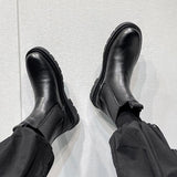 Men's Shoes Vintage Classic Leather Ankle Boots Autumn Winter Genuine Chelsea Mart Lion   