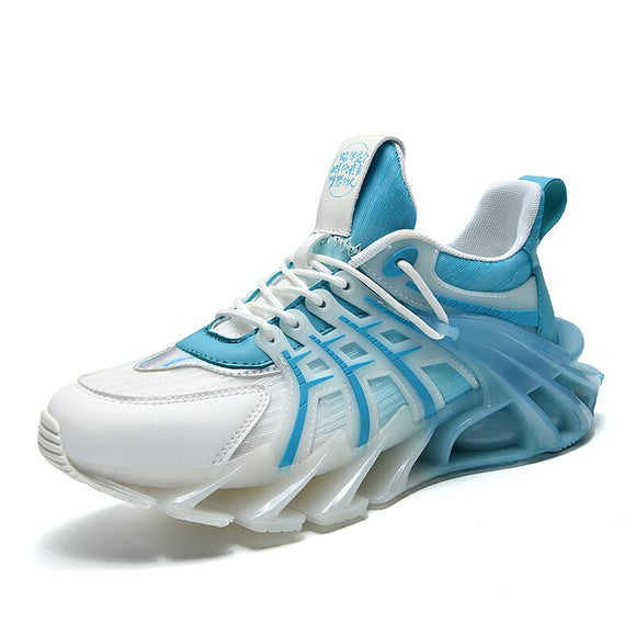 Fujeak Sneakers Casual Trainer Race Shoes Trendy Breathable Mesh Non-slip Men's Mart Lion white blue 39 