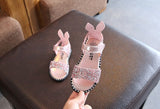 Children Sandals For Toddlers Girl Big Girls Kids Beach Shoes Cute Sweet Princess Rhinestone With Rabbit Ear Soft Mart Lion   