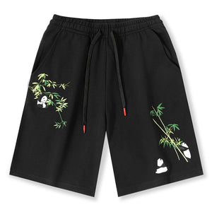  Guochao Exquisite Embroidery Men's Shorts Pure Cotton Elastic Waist Casual Shorts For Men's Loose  Basketball Shorts Mart Lion - Mart Lion