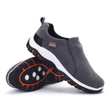 Men's Walking Shoes Slip on Casual Shoes Thick Bottom Non-slip Outdoor Hiking Sneakers Mart Lion Gray 39 