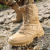 Men's Leather Boots Waterproof Mountain Combat Army Work Shoes Tactical Military De Seguridad Mart Lion   