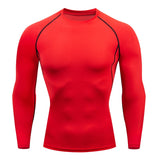 Compression Running Shirts Men's Dry Fit Fitness Gym Men Rashguard T-shirts Football Workout Bodybuilding Stretchy Clothing Mart Lion Red S 