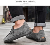 Men Handmade Leather Shoes Big Zipper Casual Loafers Sewing Leather Flats Moccasins Tooling Mart Lion   