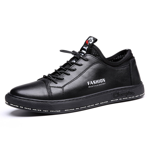 White Sneakers Men's Leather Casual Shoes Luxury Flats Vulcanized Running Sports Sneakers Mart Lion black 38 
