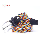 Stretch Canvas Leather Belts for Men's Female Casual Knitted Woven Military Tactical Strap Elastic Belt for Pants Jeans Mart Lion Style J 100cm 