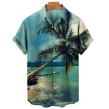 Men's Coconut Tree 3D Printing Shirts Casual Hawaiian Loose Shirts Short Sleeve Shirts Summer Beach Loose Tops Mart Lion ZM-1621 M 