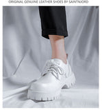 Men's High Sole Platform Casual Leather Shoes Korean Streetwear Vintage Dress Wedding Leather Mart Lion   