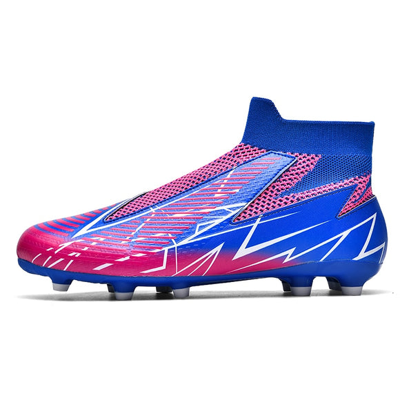 Football Boots Without Laces Professional Soccer Shoes Men's Breathable Soccer Cleats Anti Slip Outdoor Training Mart Lion Blue cd Eur 36 