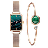 Women Wristwatches Full Stainless Steel Square Ladies Quartz Watch Bracelet Set Mart Lion C7 China 