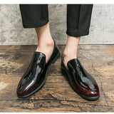 Loafers Men's Shoes Patent Leather Shiny Gradient Simple Slip-on Classic Casual Party Daily Dress Mart Lion   