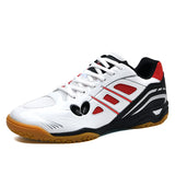 Hot Professional Table Tennis Shoes Men's Women Mesh Breathable Badminton Volleyball Shoes Competition Training Sneakers Mart Lion X830 White-Red 36 