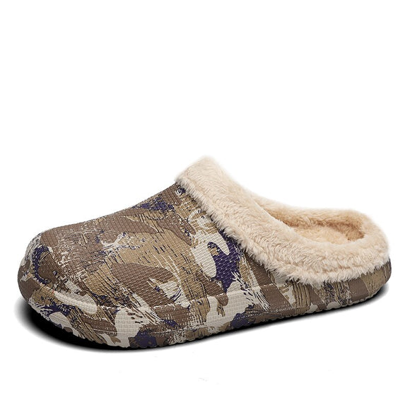Men's Slippers Winter Warm Furry Slippers Waterproof Indoor Home Cotton Shoes Fur Loafers Casual Plush Winter House Footwear Mart Lion Khaki 10 38 