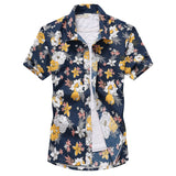 Men's Short Sleeve Hawaiian Shirt Colorful Print Casual Beach Hawaiian Shirt Mart Lion 12 yellow Asian size 2XL 