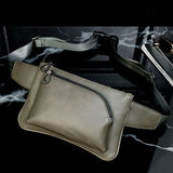 Men's Waist Bags Leather Casual Crossbody Zipper Bag Phone PacksTravel Fanny Bags For Men Mart Lion Green waist bag (20cm<Max Length<30cm) 