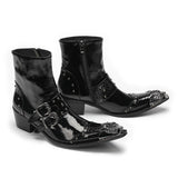 autumn Wedding Men Boots High-heeled Lace up Stage Show Cowhide Luxury Nightclub Party Mart Lion Black 1 36 