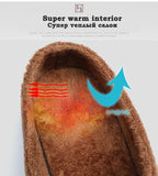 Men's Slippers Home Winter Indoor Warm Shoes Thick Bottom Plush Waterproof Leather House Slippers Cotton Mart Lion   