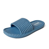 Weave Texture Unisex Flat Flip Flops Men's Women Summer Beach Slippers CoupleIndoor Outdoor Bathroom Swim Pool Shoes Slides Mart Lion Blue 36-37 