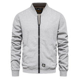 Solid Color Men's Sweatshirts Cotton Zip Baseball Collar Slim Fit Coats Autumn Cardigan Mart Lion Light grey CN Size M 55-65kg 