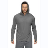 Men's UPF 50+ Rash Guard Swim Shirt Athletic Hooded Long Sleeve Fishing Hiking Workout Quick Dry Shirts with Zipper Pullover Mart Lion Charcoal Grey S 