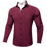 Long Sleeve Shirts For Men Solid Red Blue Black Splicing Paisley Mens Designer Clothes Camisa Masculina Men Social Dress Shirt Mart Lion   