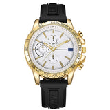 Watches Men Big Dial Silicone Band Watch Casual Quartz Wristwatches Mart Lion HIL-Gold  