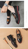 Loafers Men's Shoes PU Black Round Toe Low Heel Daily Casual Party Embroidered Double Buckle Dress Mart Lion   